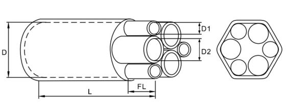 RoHS Isolato impermeabile al calore Riducibile 6 Core Breakout Forme stampate
